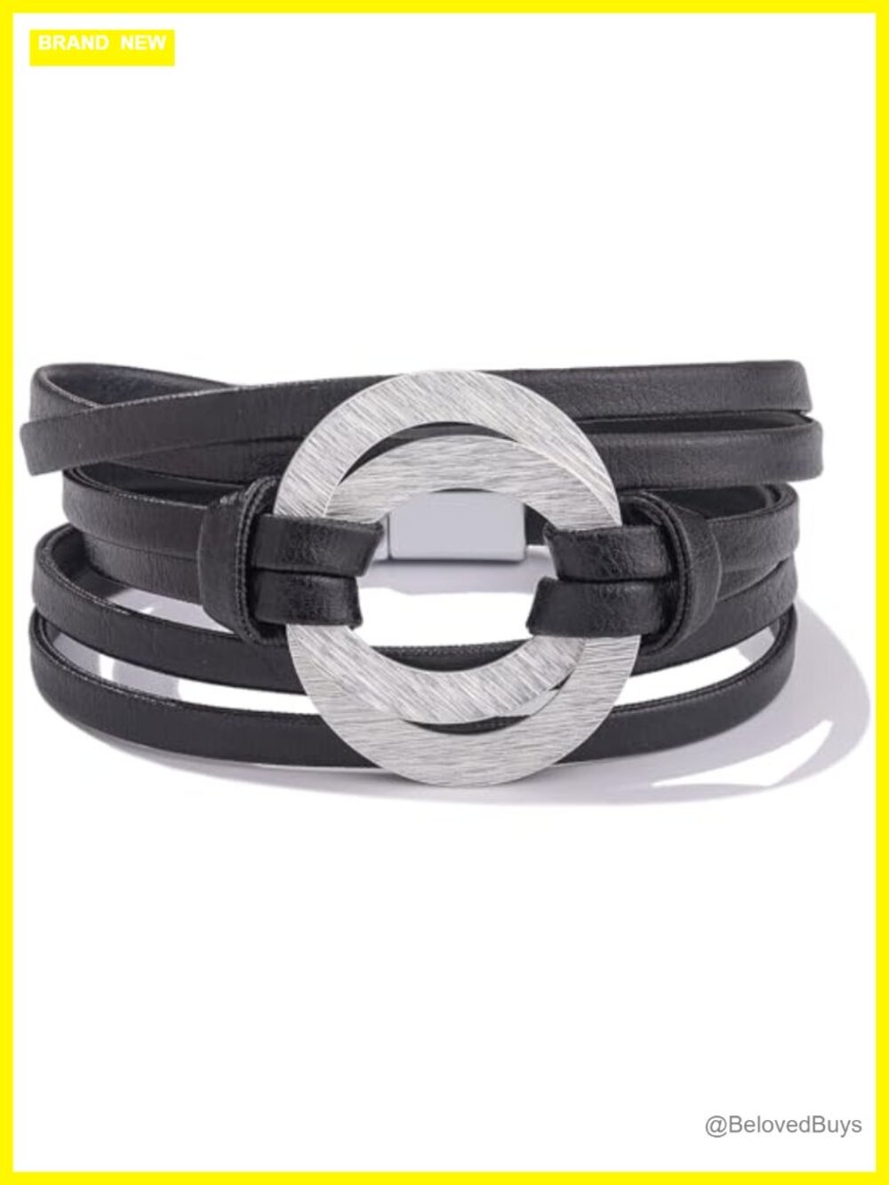 Faux Leather Wrap Bracelet with Silver Infinity Charm - Boho Stackable